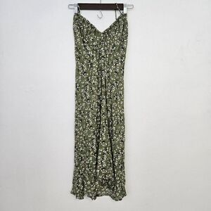Amiani Chic Olive Floral Halter Midi Dress M Medium